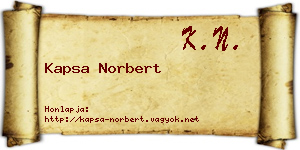 Kapsa Norbert névjegykártya